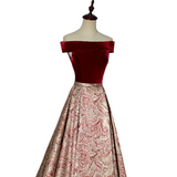 Plus Size Jacquard Off Shoulder Formal Maxi Dress