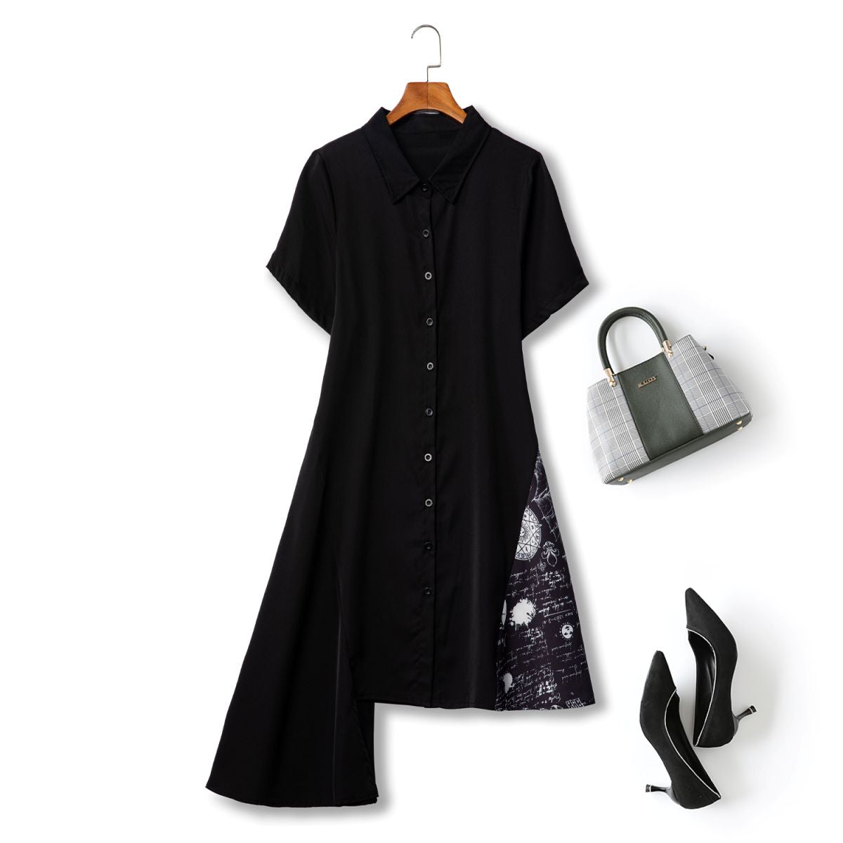 Wren Plus Size Bias Black Shirt Dress– Hello Curve