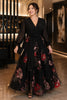 Eleanora Plus Size Black Floral Evening Dress with Sleeves