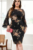 Lilou Plus Size Black Floral Lace Bodycon Dress