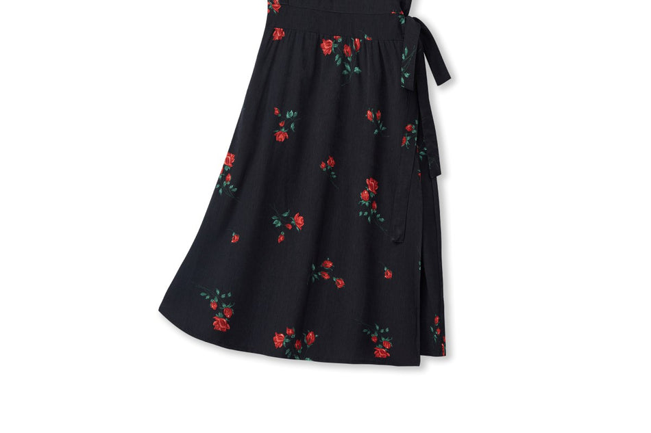 Milana Plus Size Black Floral Wrap Shirt Dress