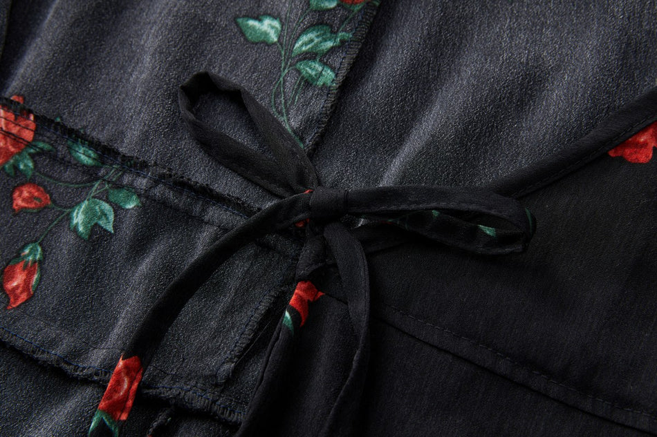 Milana Plus Size Black Floral Wrap Shirt Dress