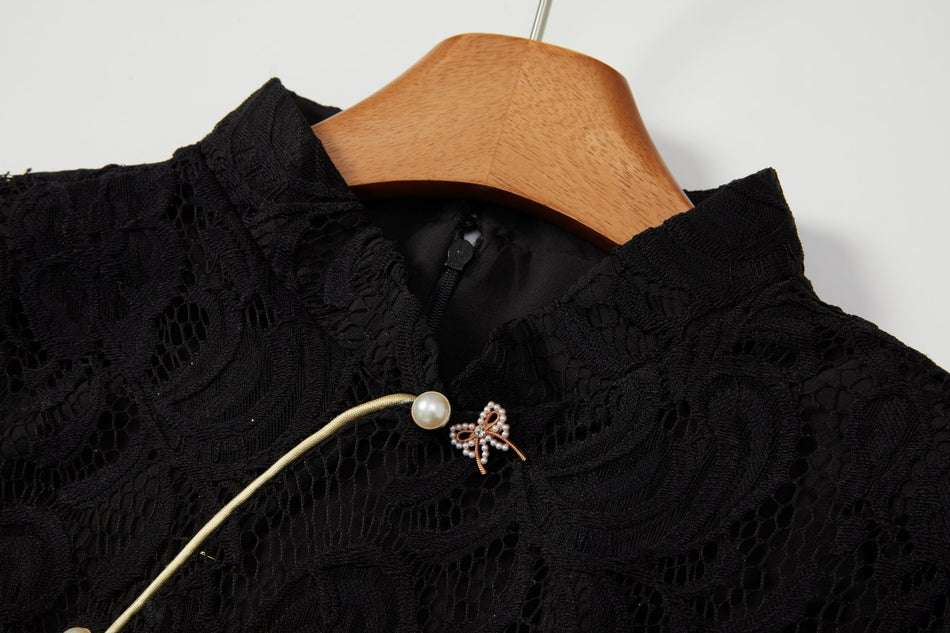 Ruth Plus Size Black Lace Cheongsam