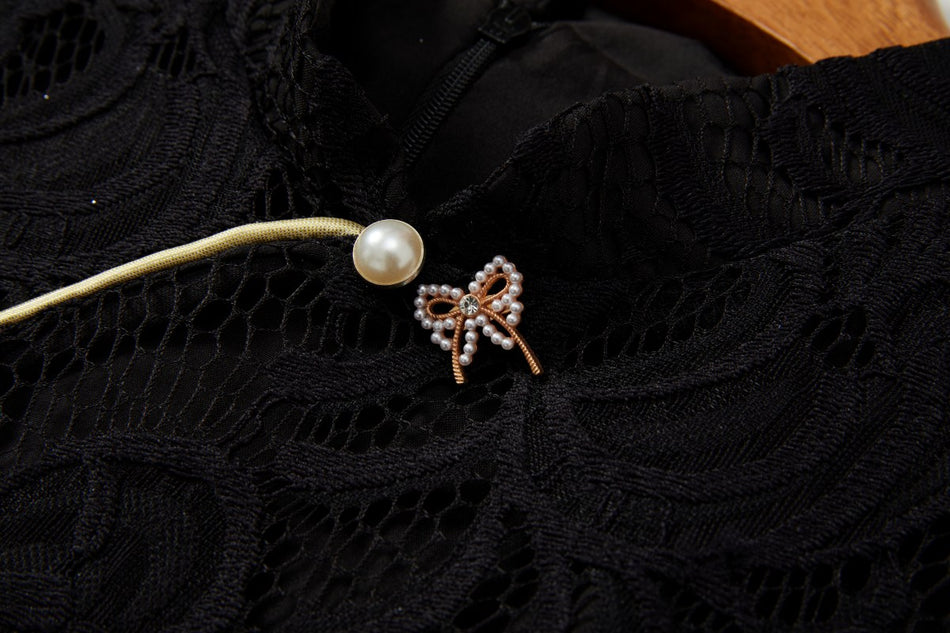 Ruth Plus Size Black Lace Cheongsam