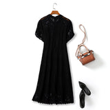 Plus Size Black Lace Qipao - Back View