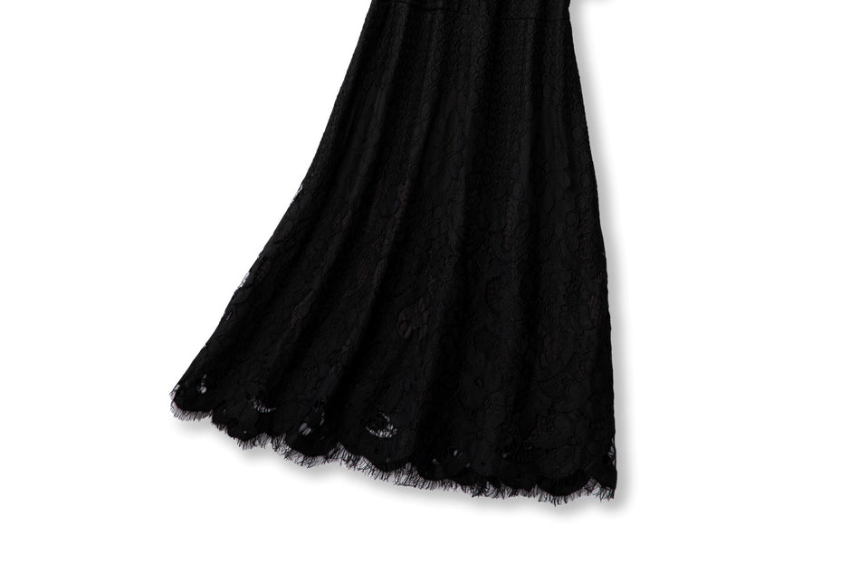 Adalee Plus Size Black Lace Short Sleeve Dress
