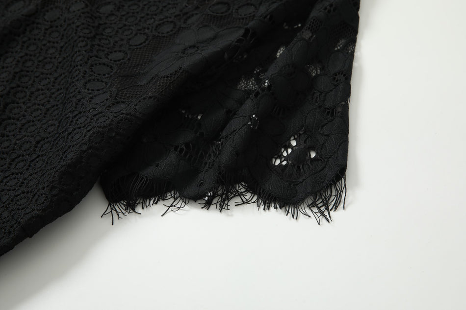Adalee Plus Size Black Lace Short Sleeve Dress