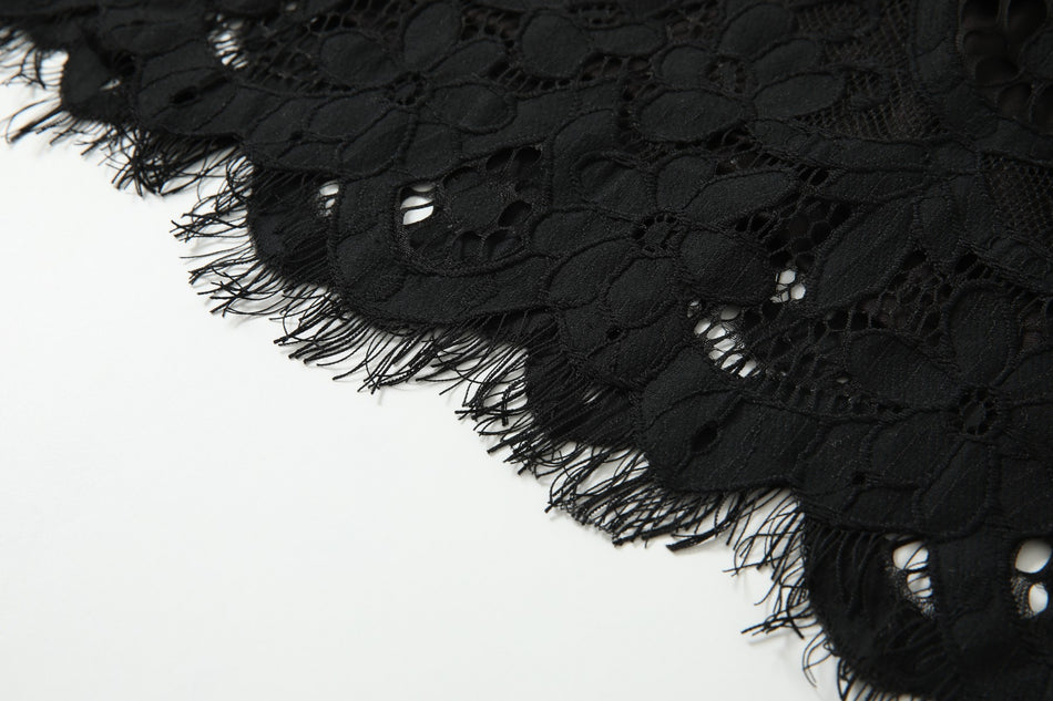 Adalee Plus Size Black Lace Short Sleeve Dress