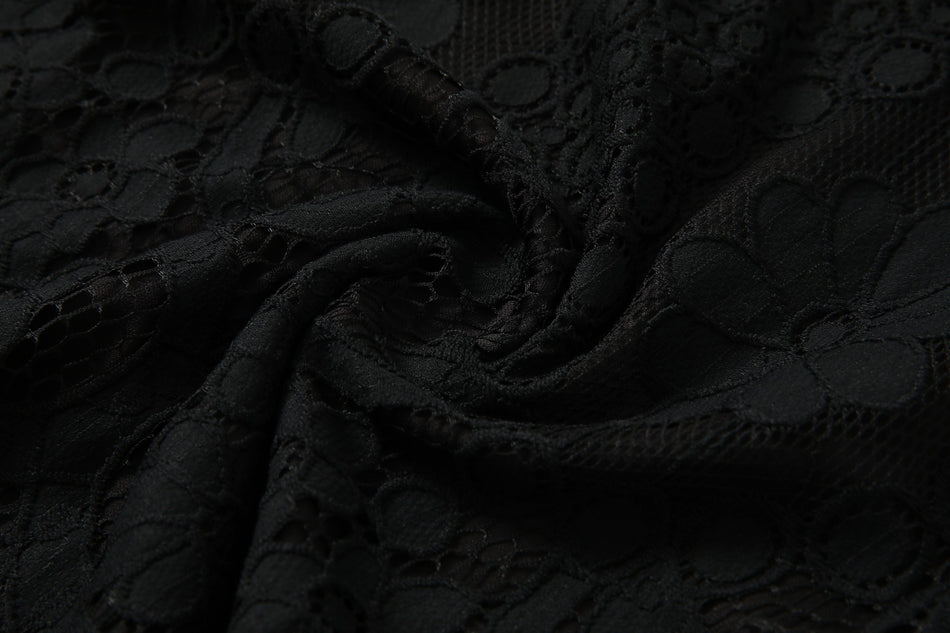 Adalee Plus Size Black Lace Short Sleeve Dress