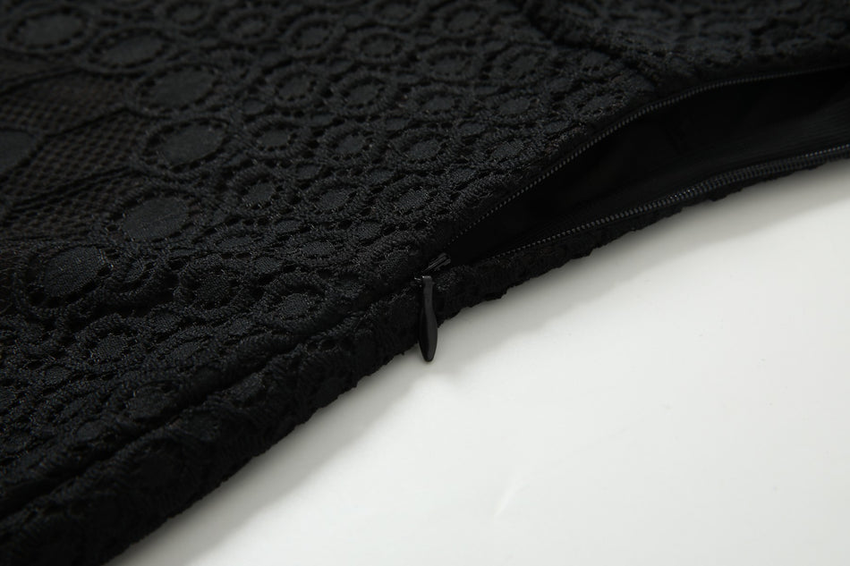 Adalee Plus Size Black Lace Short Sleeve Dress