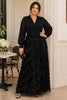 Isabeau Plus Size Black Long Sleeve Evening Maxi Dress