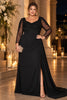 Valeria Plus Size Black Long Sleeve Evening Gown