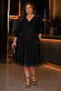 Leontine Plus Size Black Midi Cocktail Dress