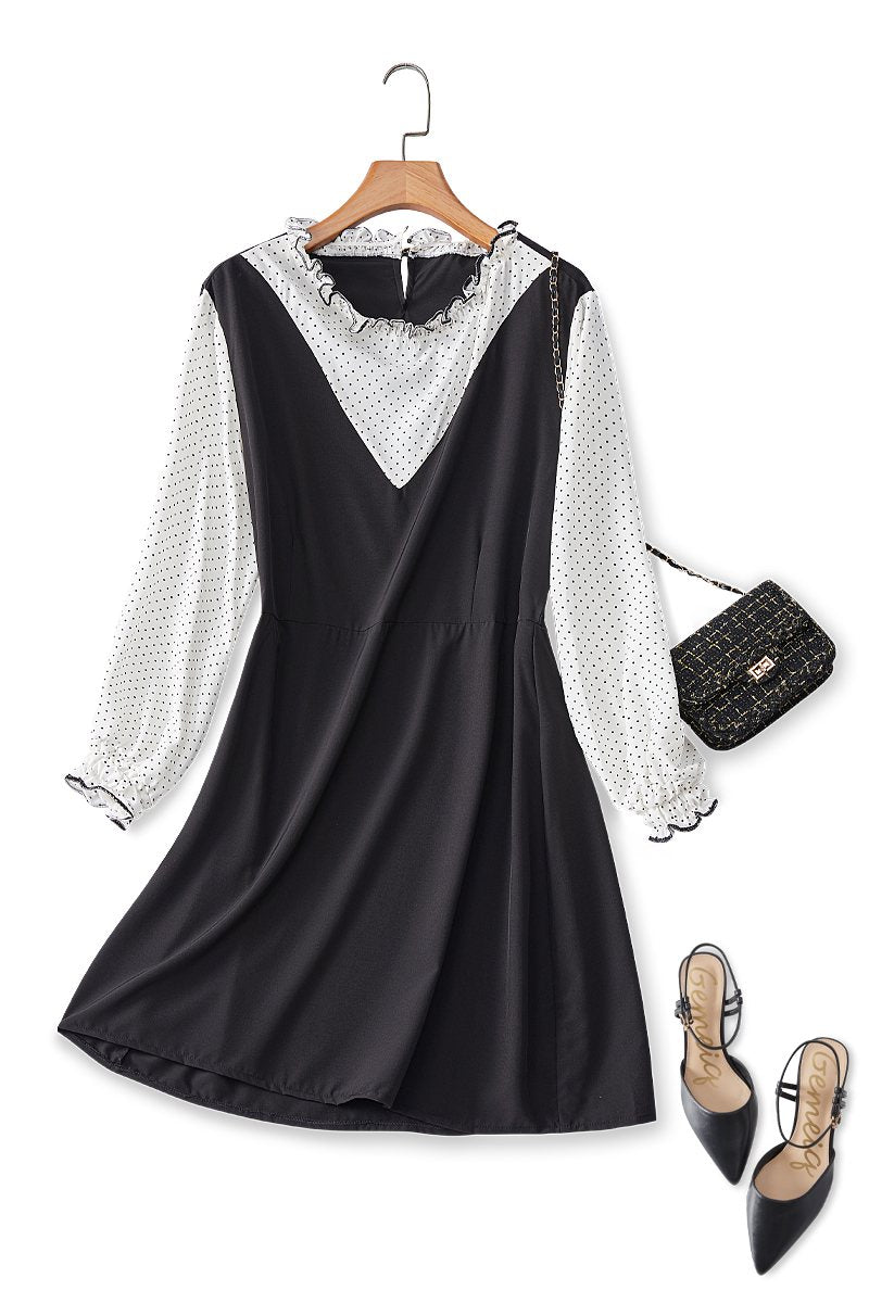 Plus Size Black Office Long Sleeve Dress