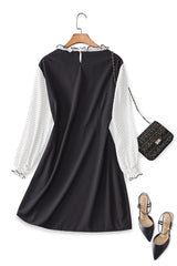 Fawn Plus Size Black Office Long Sleeve Dress