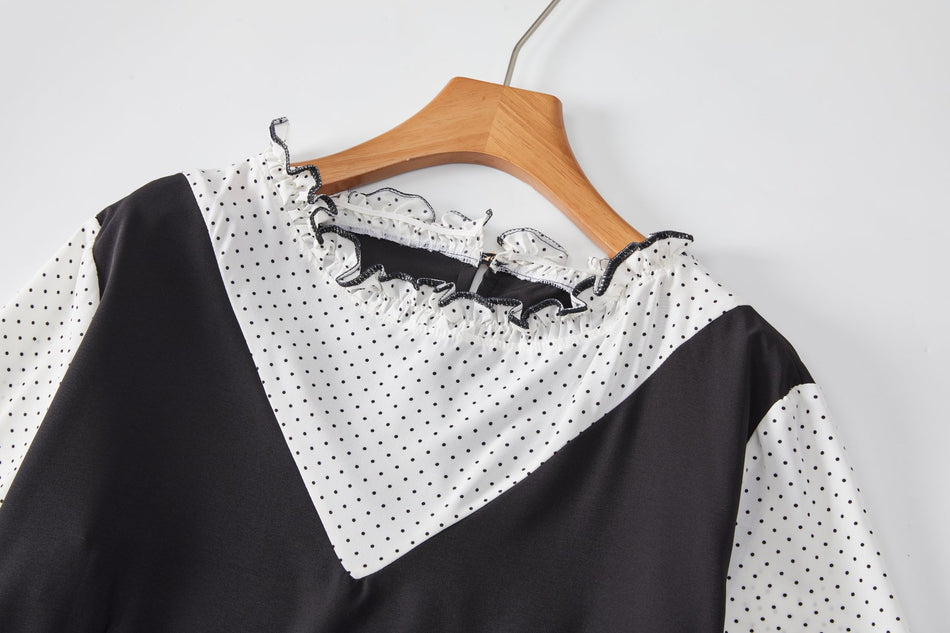 Fawn Plus Size Black Office Long Sleeve Dress