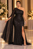 Violaine Plus Size One Shoulder Evening Gown