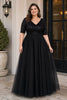 Zinnia Plus Size Black Tulle A-Line Formal Dress