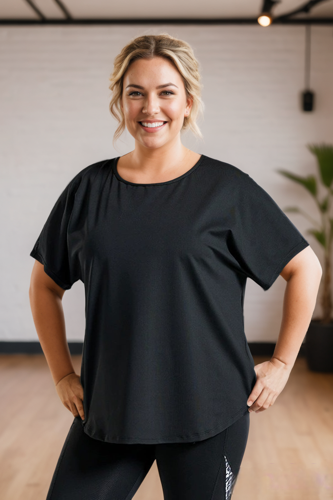 Plus Size Black Workout Tee