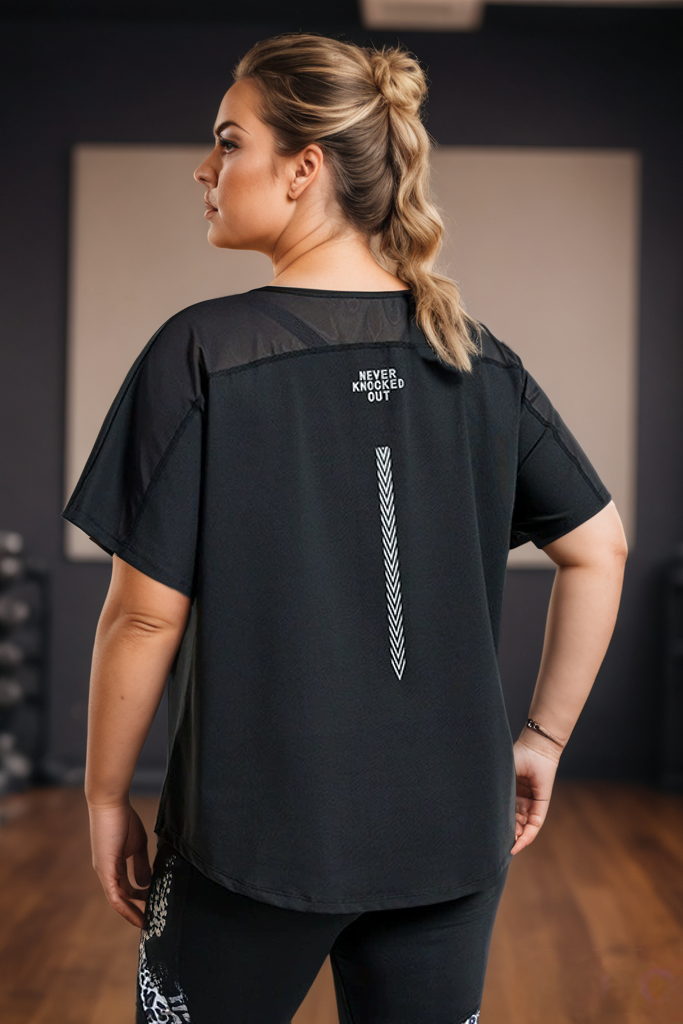 Plus Size Black Workout Tee - back view