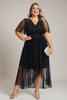 Remi Plus Size Black Wrap Midaxi Dress