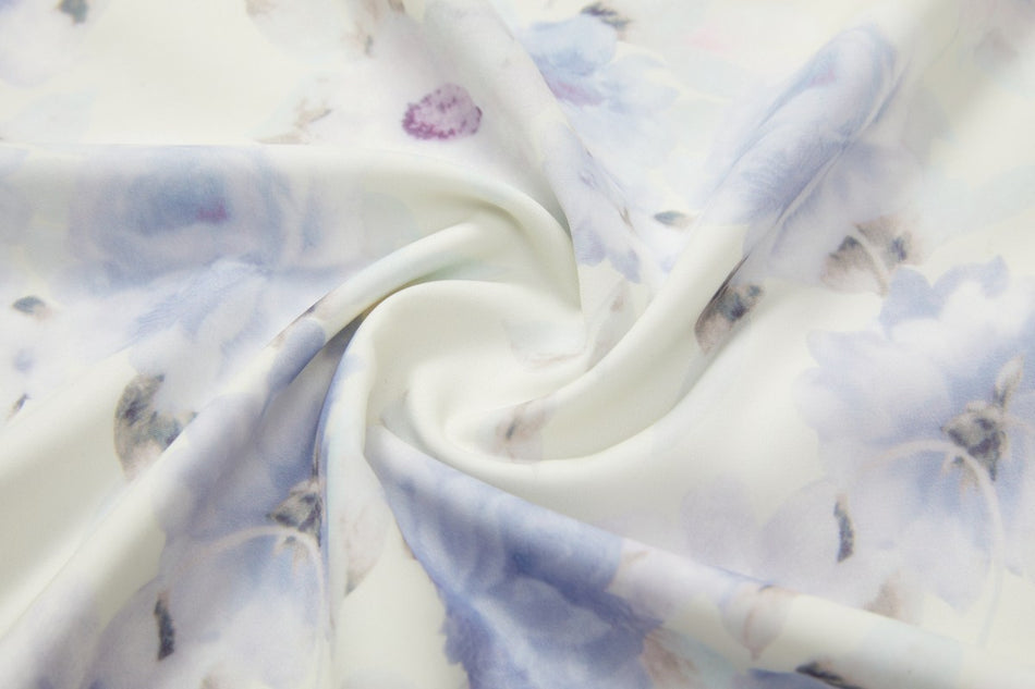 Saylor Plus Size Blue Floral Mandarin Collar Long Sleeve Dress