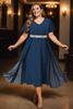 Zellè Plus Size Blue Short Formal Dress