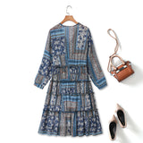 Plus Size Bohemian Print Long Sleeve Dress