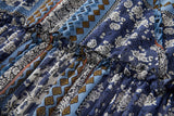 Indigo Plus Size Bohemian Print Long Sleeve Dress