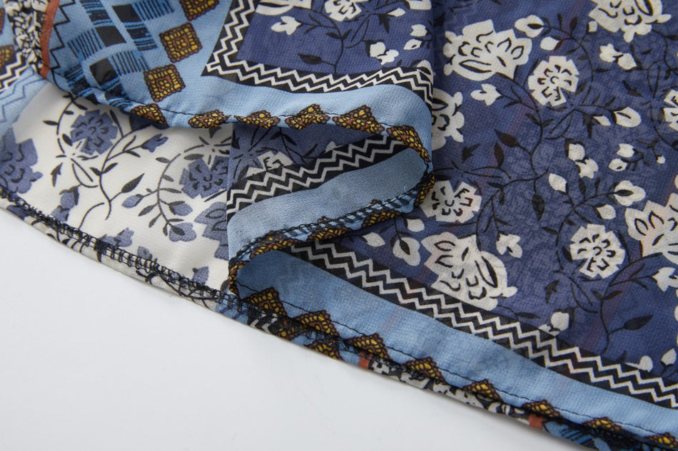 Indigo Plus Size Bohemian Print Long Sleeve Dress