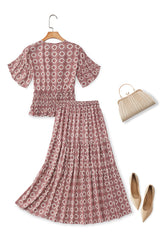 Plus Size Boho Blouse and Skirt Set - back view