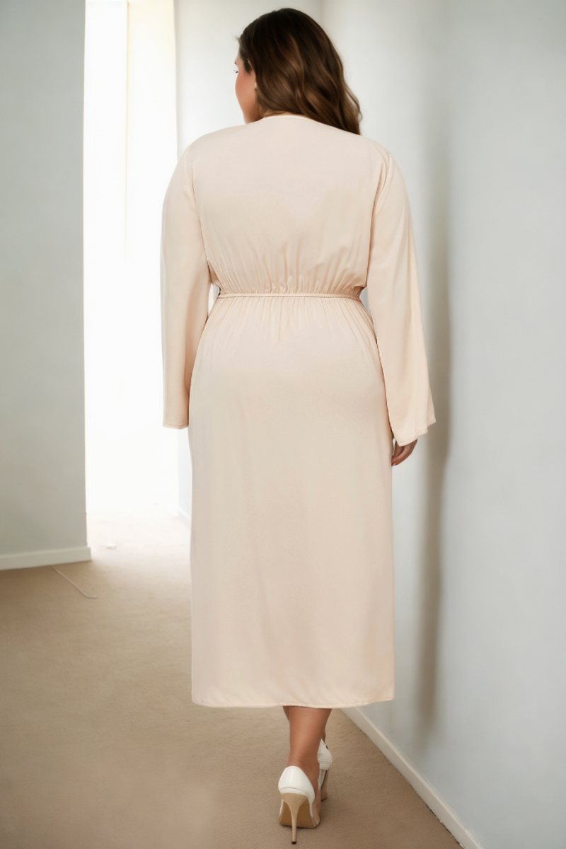 Esperanza Plus Size Cream Long Sleeve Dress– Hello Curve