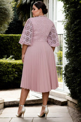 Plus Size Pastel Pink Lace Dress - back view