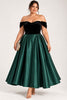 Avelina Plus Size Emerald Green Off Shoulder Midi Dress