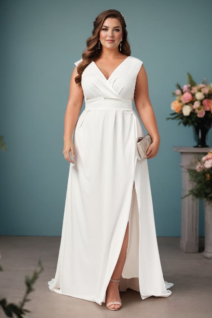 Neve Plus Size Empire Waist Simple Wedding Dress– Hello Curve