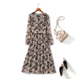 Plus Size Floral Wrap Long Sleeve Dress - back view