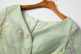 Plus Size Floral Embroidery Evening Dress - Close Up of Neck