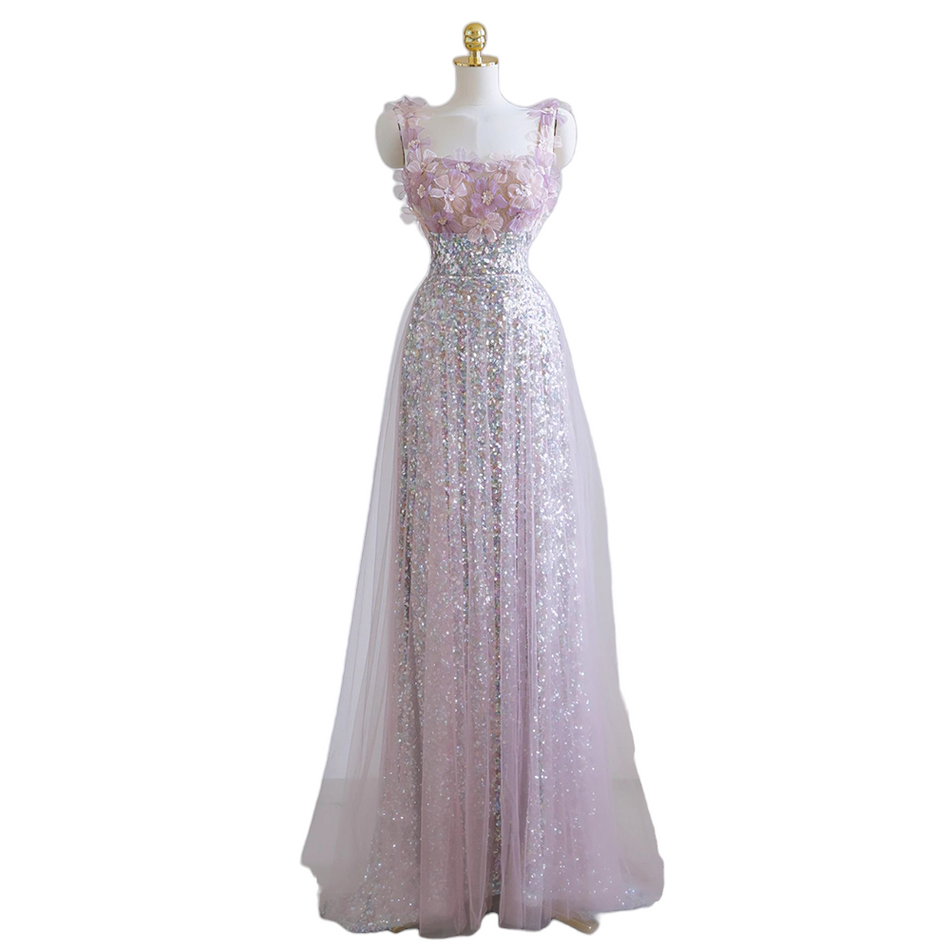 Plus Size Floral Sequins Gown