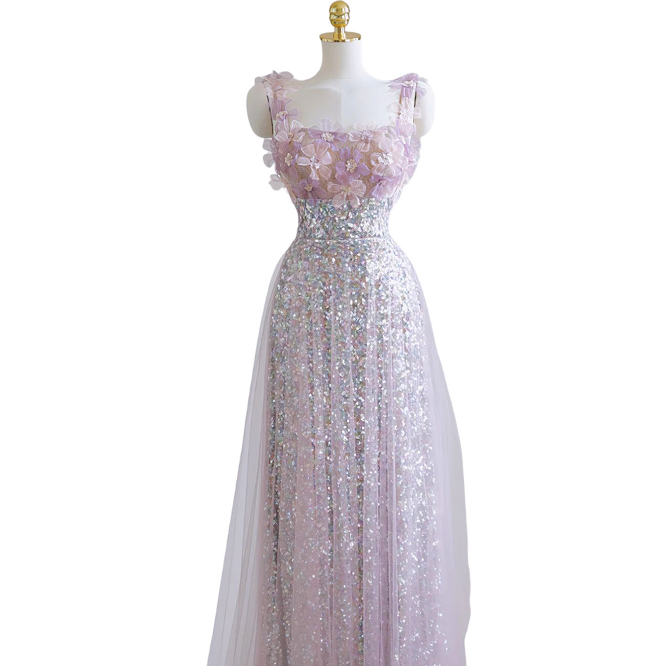 Plus Size Floral Sequins Gown