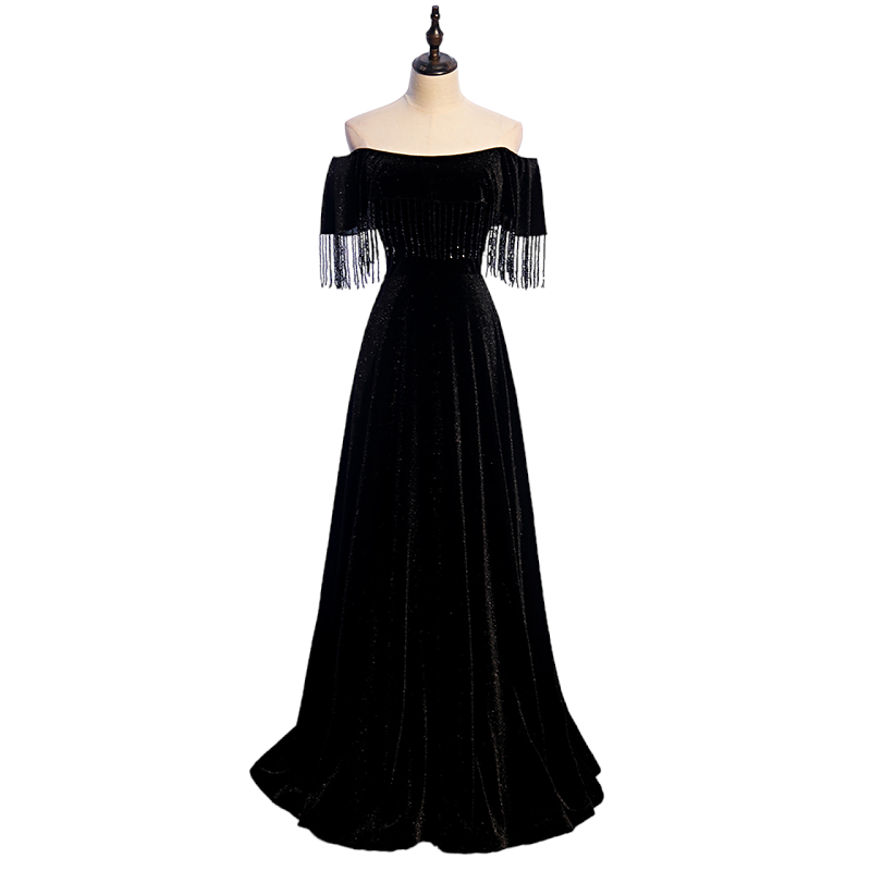 Plus Size Tassels Off Shoulder Evening Dress