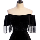 Plus Size Tassels Off Shoulder Evening Dress