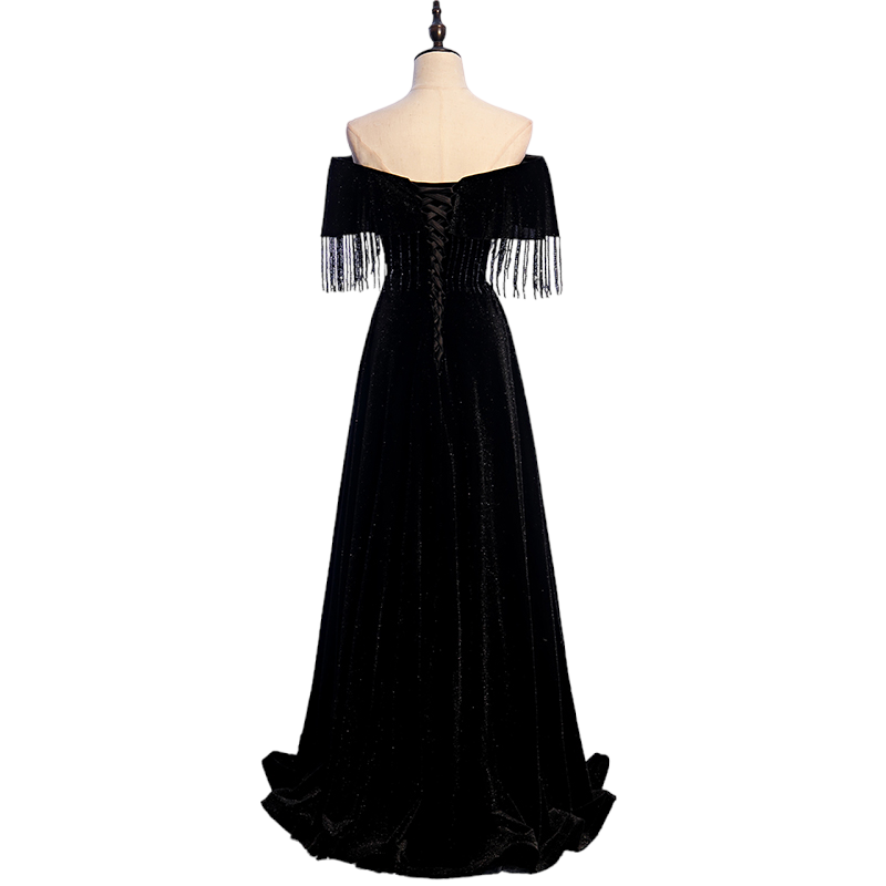 Plus Size Tassels Off Shoulder Evening Dress