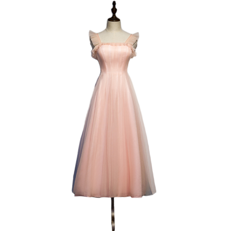Plus Size Pink Pleat Tulle Midi Dress