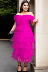 Plus Size Off Shoulder Fringe Dress
