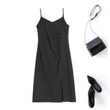 Plus Size Gathered Cami Dress - Black