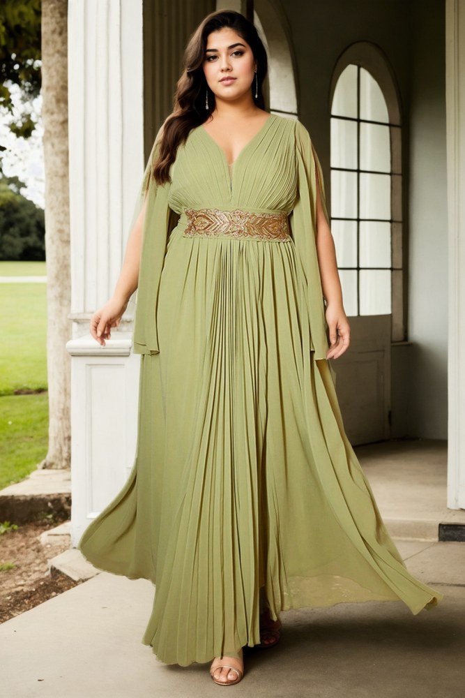 Plus Size Grecian Cape Evening Dress
