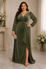 Emilia Plus Size Formal Wrap Long Sleeve Maxi Dress