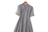 Phoebe Plus Size Grey Qipao Dress