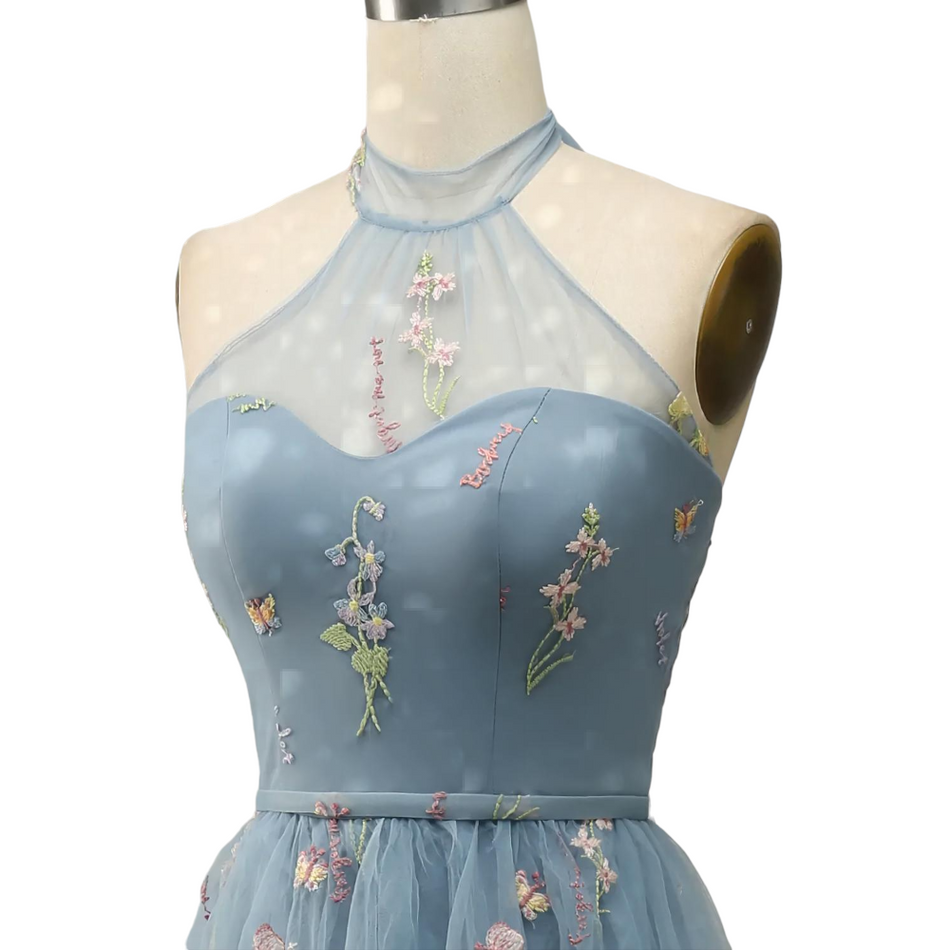 Plus Size Halter Evening Dress Front Close Up