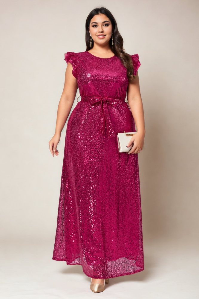Dakoa Plus Size Hot Pink Evening Dress– Hello Curve